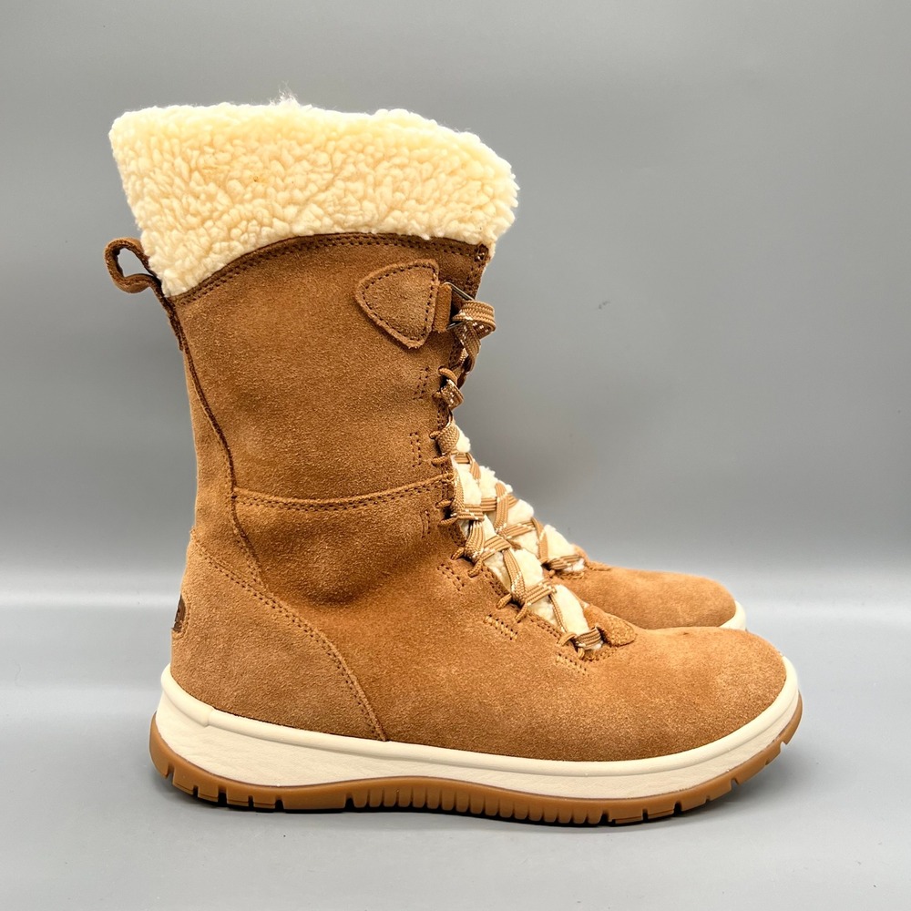 UGG Boots Womens 7.5 Brown Suede Faux Shearling Lakesider Tall Heritage Shoes